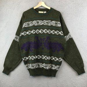 Vintage Adam Sloane Knit Sweater Men L Wool Blend Crew Neck Long Sleeve